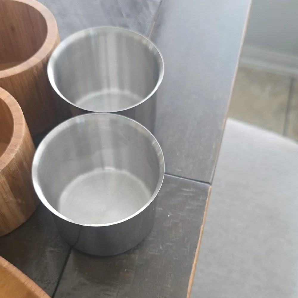 Bamboo and Stainless Steel Condiment Holder Set